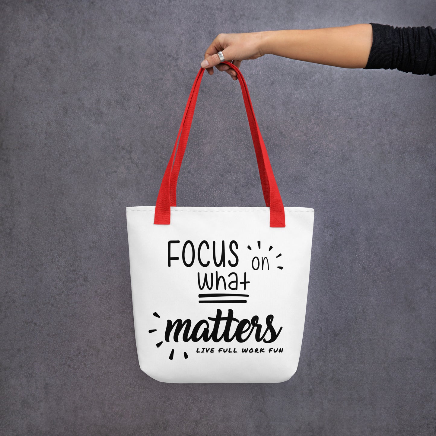 Focus on What Matters Tote bag